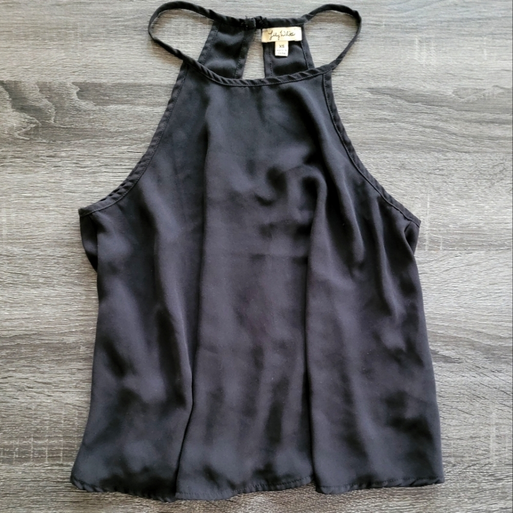 Lily White Black Halter Top